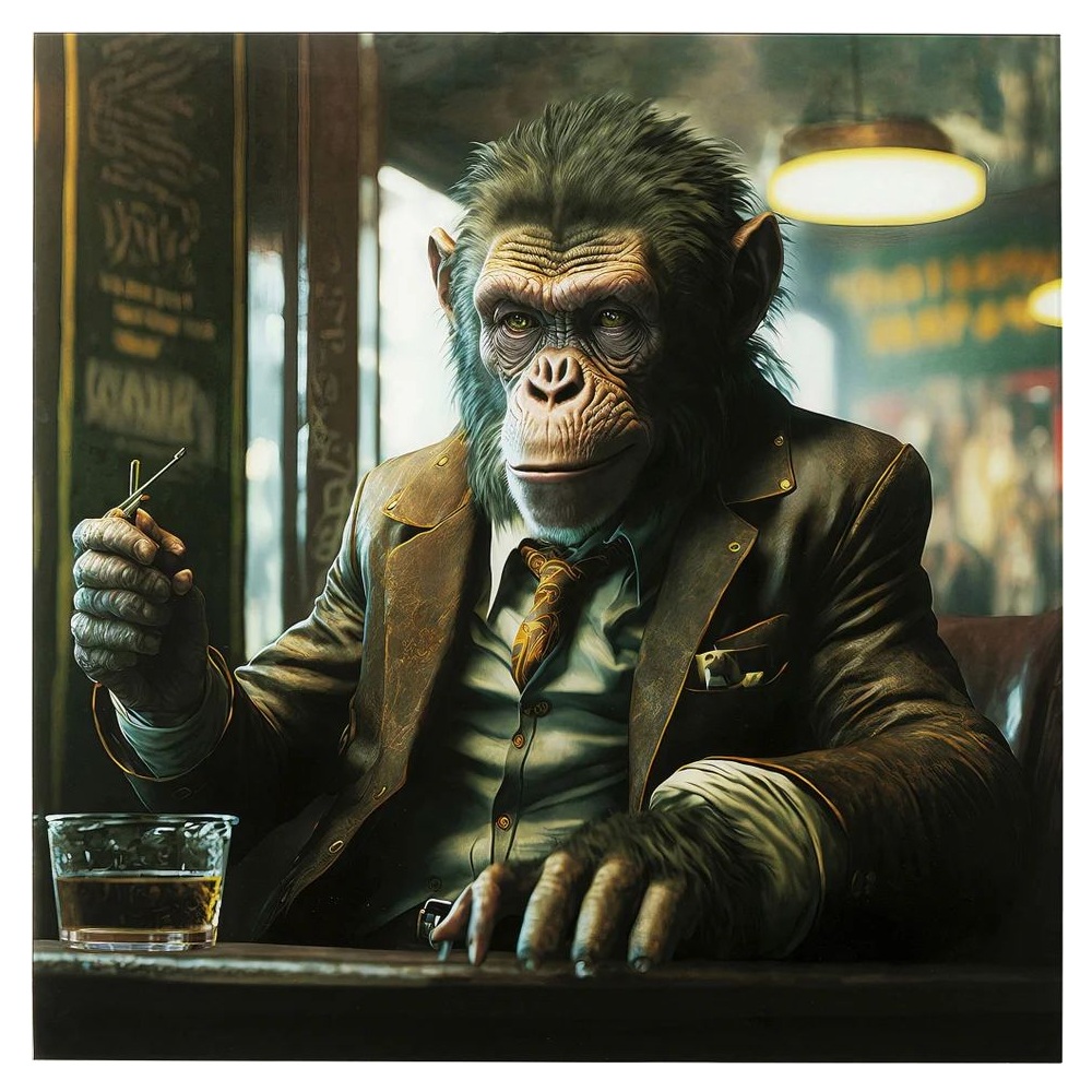 Картина KARE Glasbild Drinking Monkey 56267