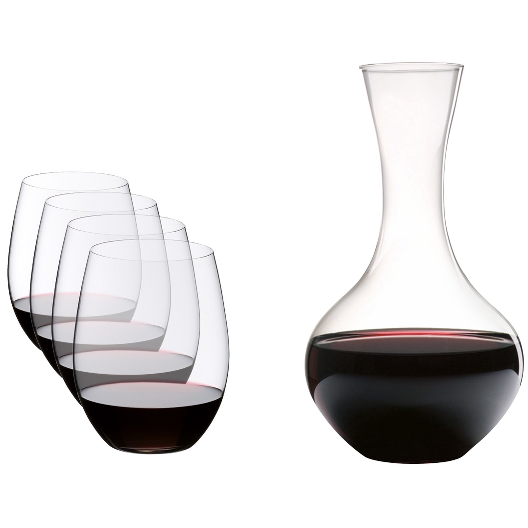 4 бокала для красного вина и декантер RIEDEL O Wine Tumbler Cabernet/Merlot (арт. 5414/30)