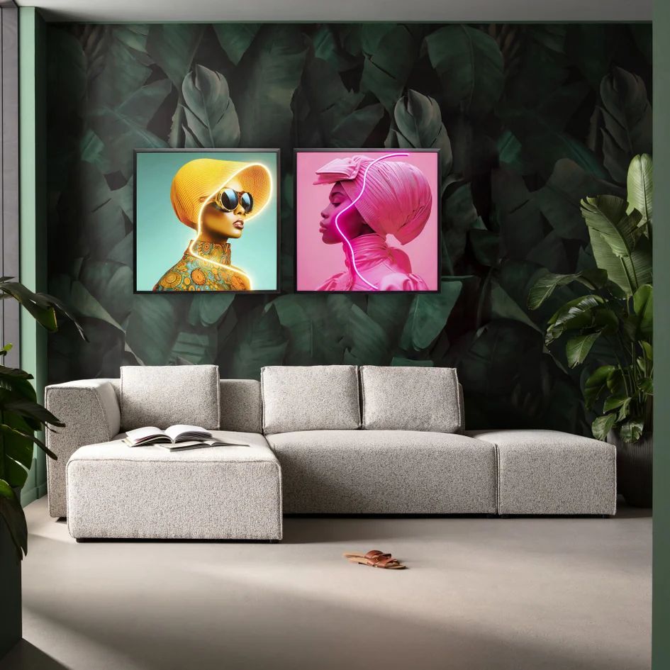 Картина KARE Gerahmtes Bild Pink Woman LED 56577