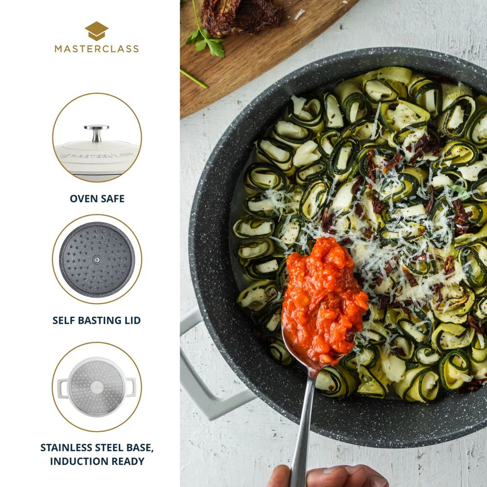 Кастрюля с крышкой KitchenCraft MasterClass Cream Cast Aluminium Casserole Dish MCMCRD28CRE