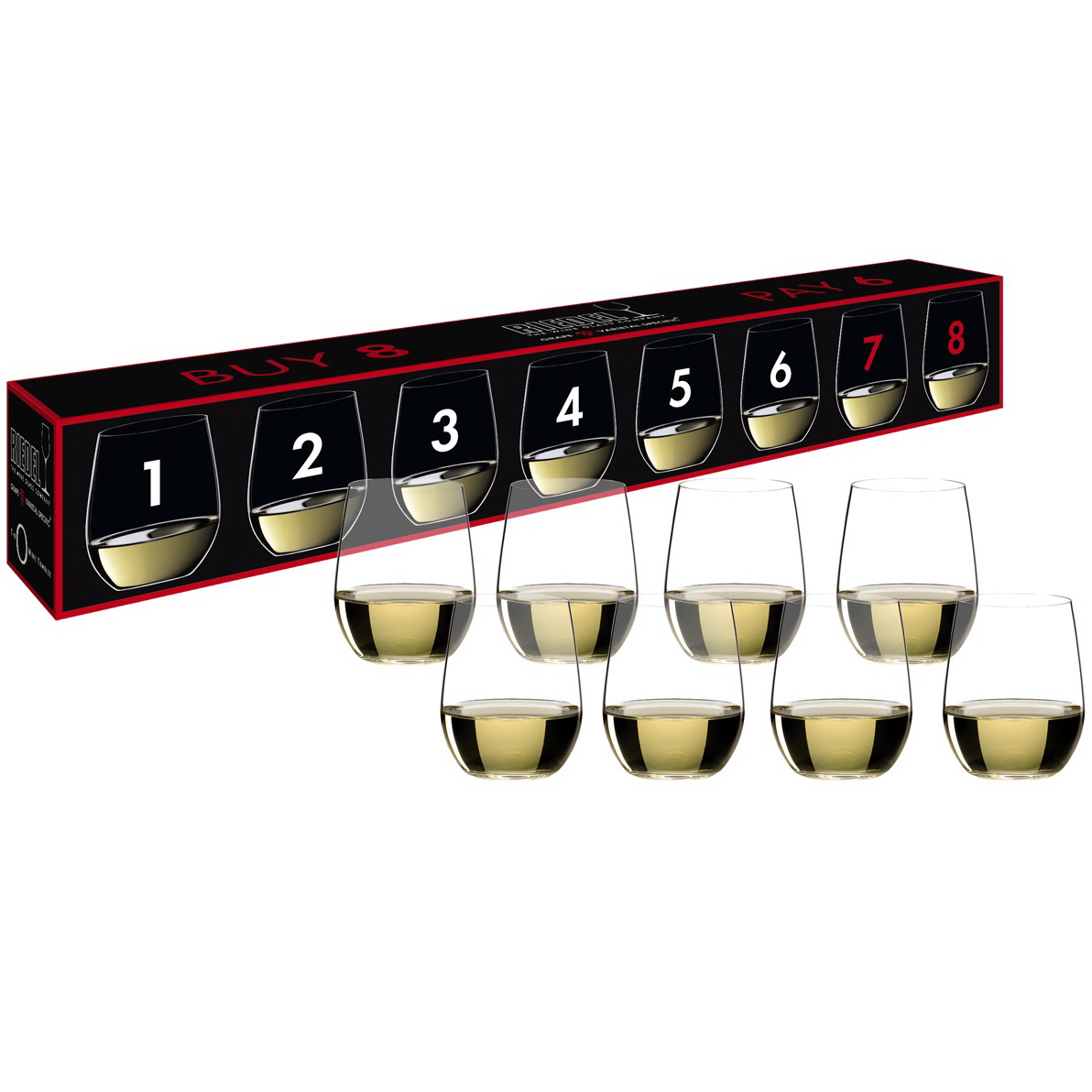 8 бокалов для белого вина RIEDEL O Wine Tumbler Viognier/Chardonnay 320 мл (арт. 5414/85)
