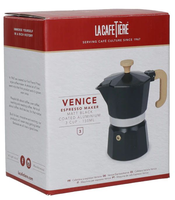 Кофеварка гейзерная KitchenCraft La Cafetière Venice 3 Cup Espresso Maker Black LCVEN3CPBLKW