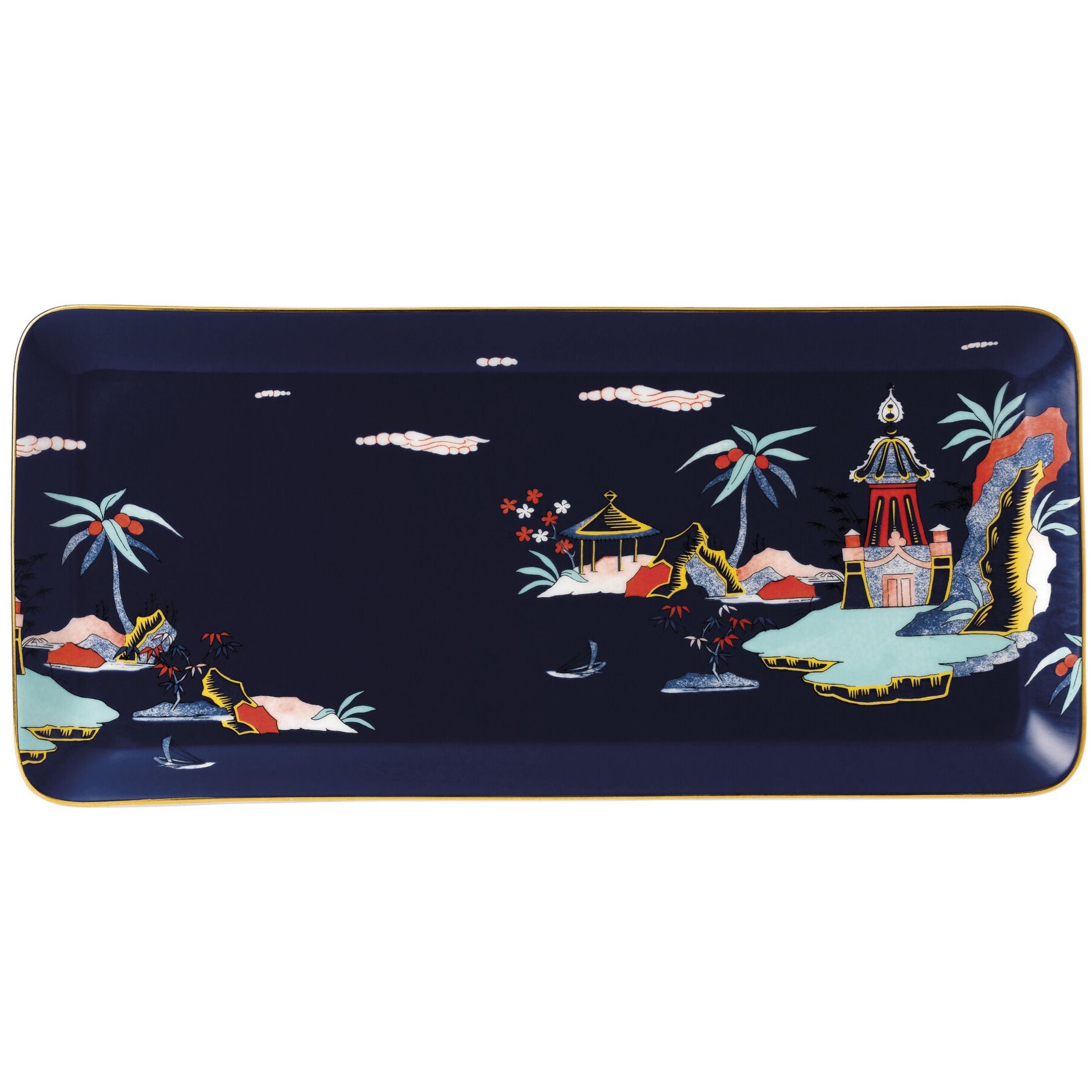 Блюдо прямоугольное Wedgwood Wonderlust Blue Pagoda Sandwich Tray 40031721