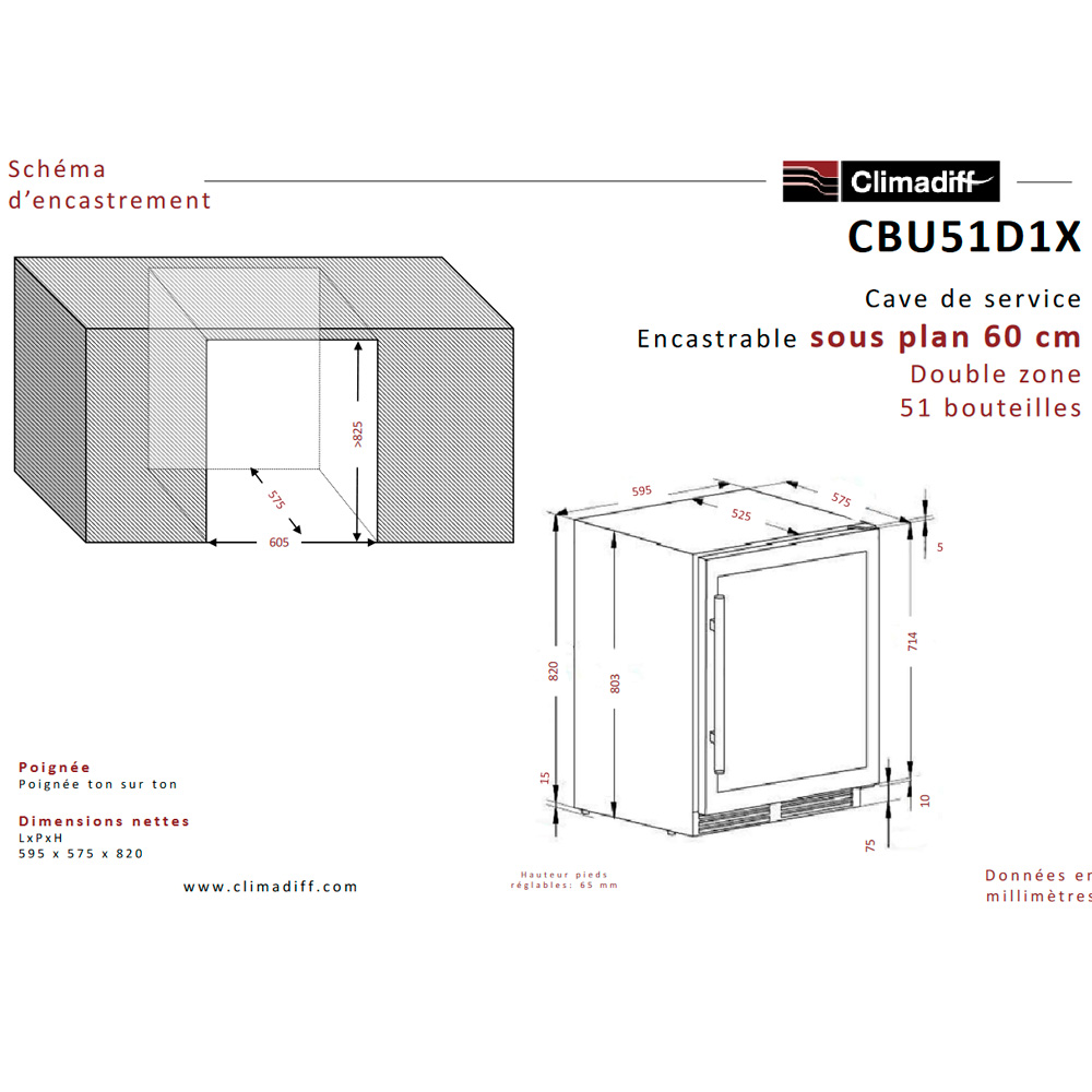 Винный шкаф Climadiff CBU51D1X