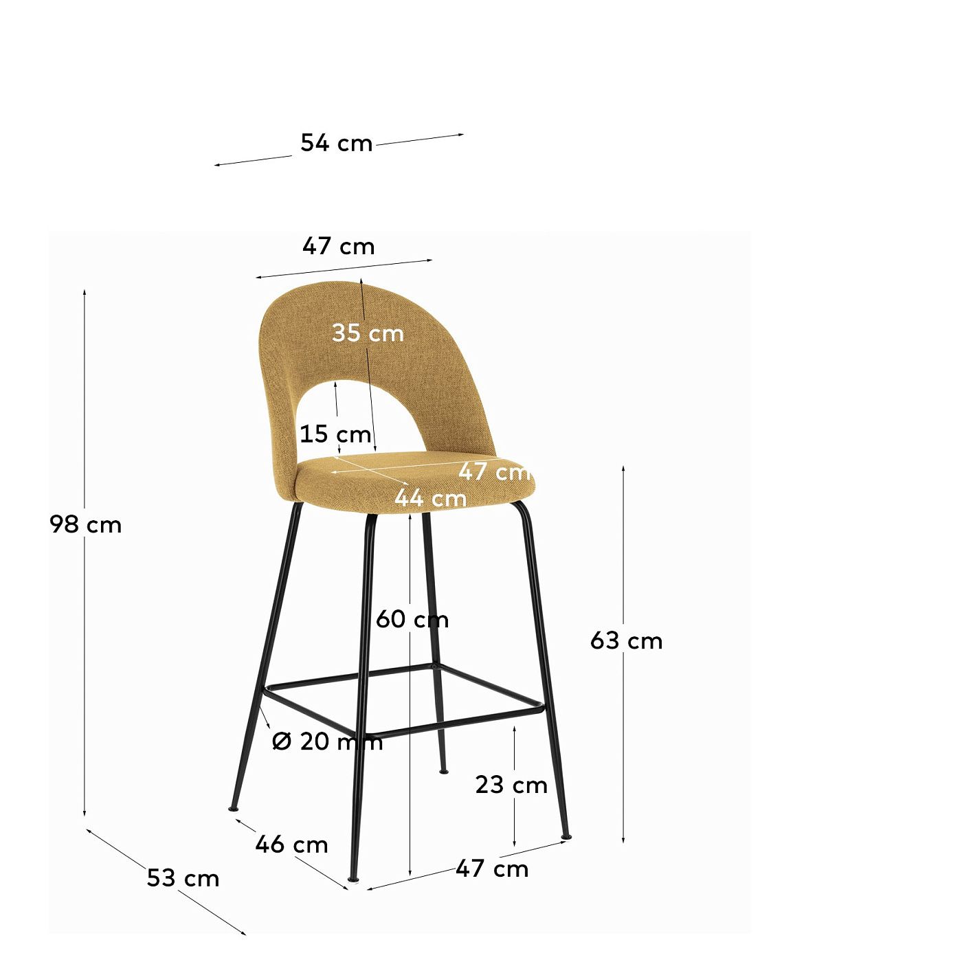 Полубарный стул La Forma Mahalia Silla de media silla LF-084363