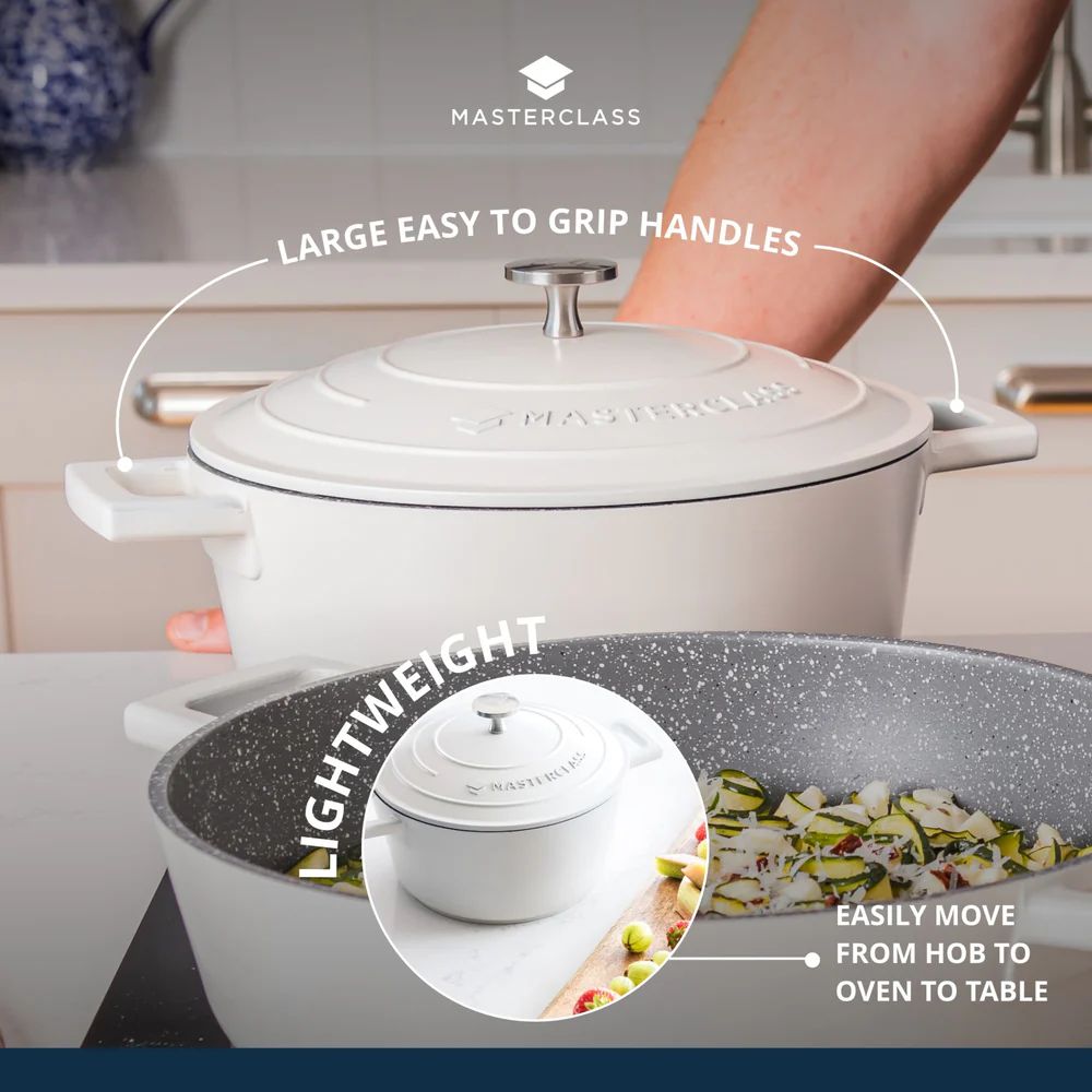 Кастрюля с крышкой KitchenCraft MasterClass Cream Cast Aluminium Casserole Dish MCMCRD28CRE