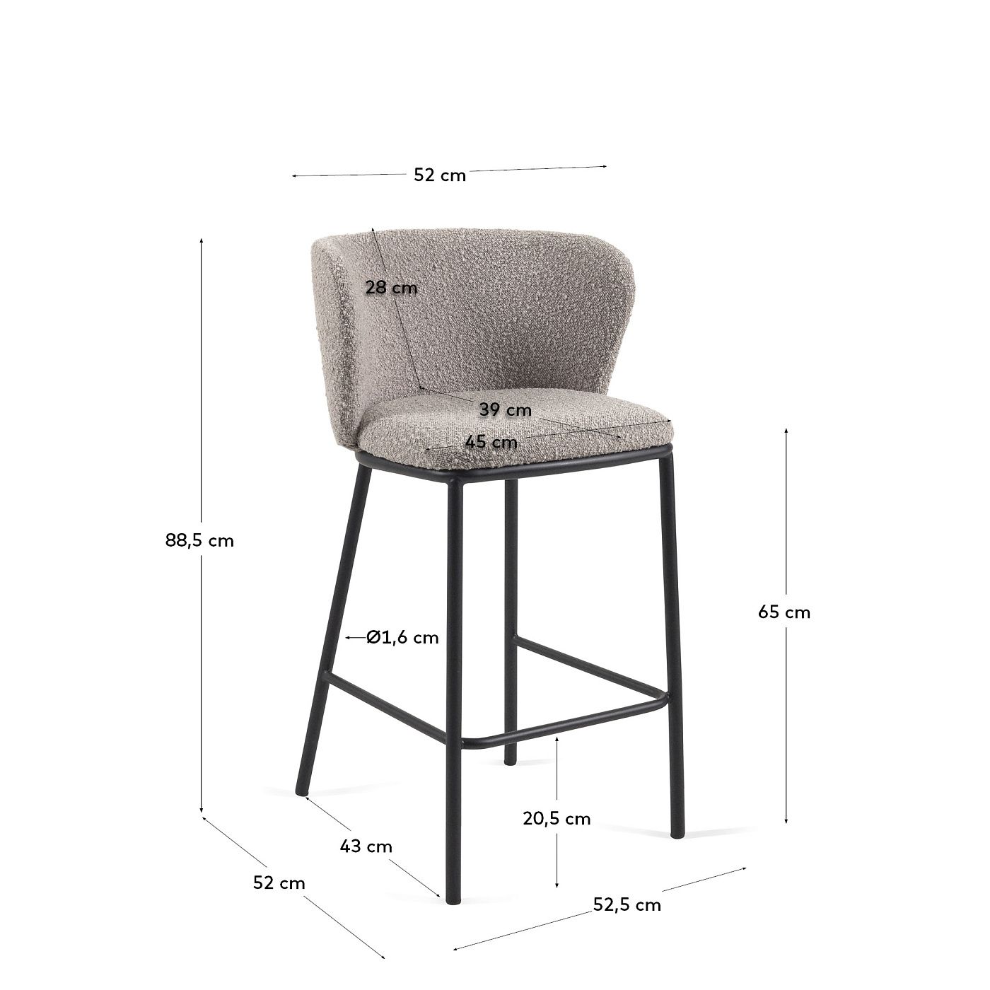 Полубарный стул La Forma Ciselia Silla de media silla LF-160256