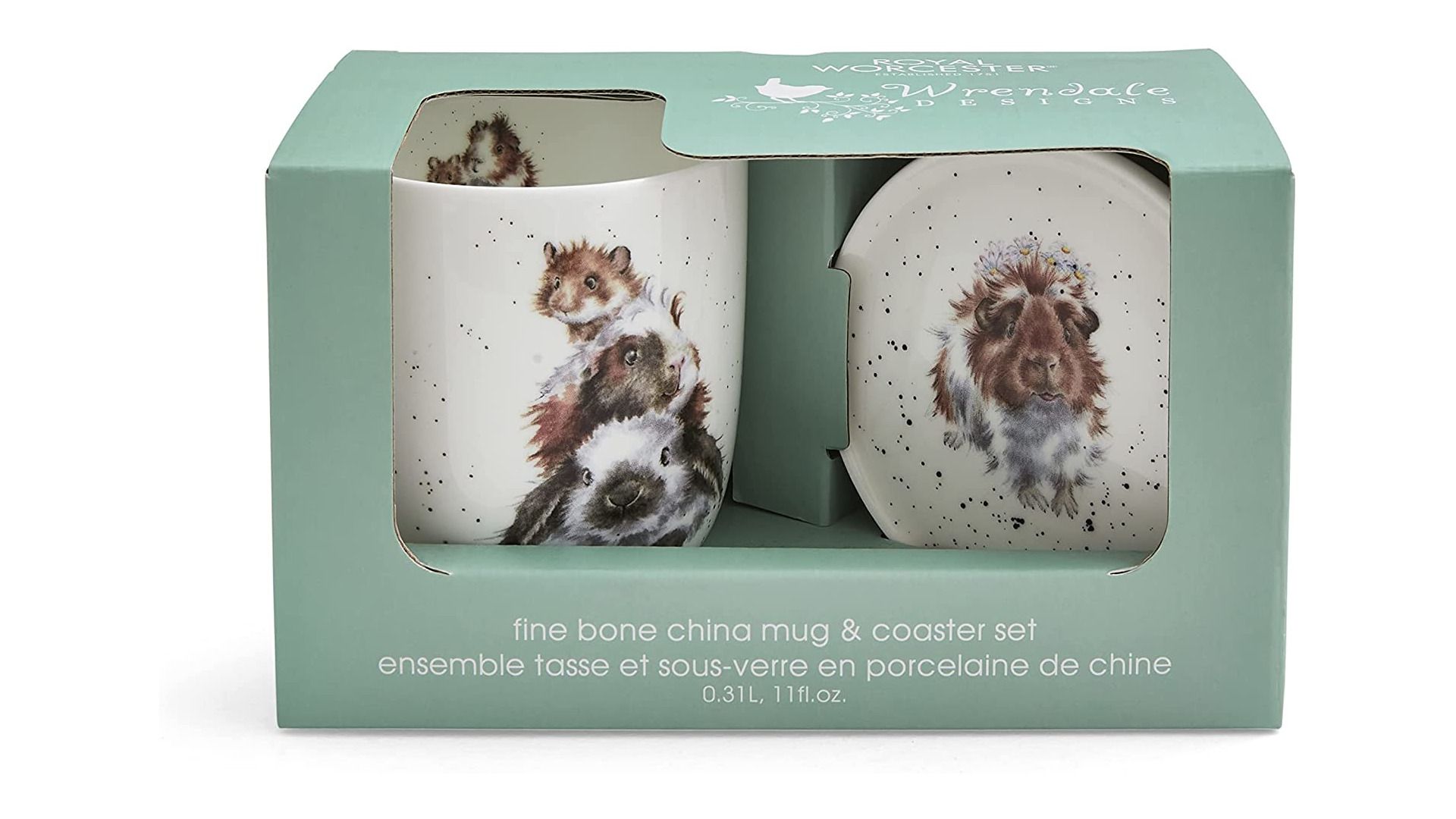 Кружка с подставкой Royal Worcester Wrendale Designs Guinea Pig in the Middle WNQV3943-XG