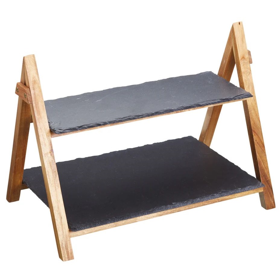 Блюдо двухъярусное KitchenCraft Artesa 2 Tier Slate & Wood Serving Stand ART2TSERVE