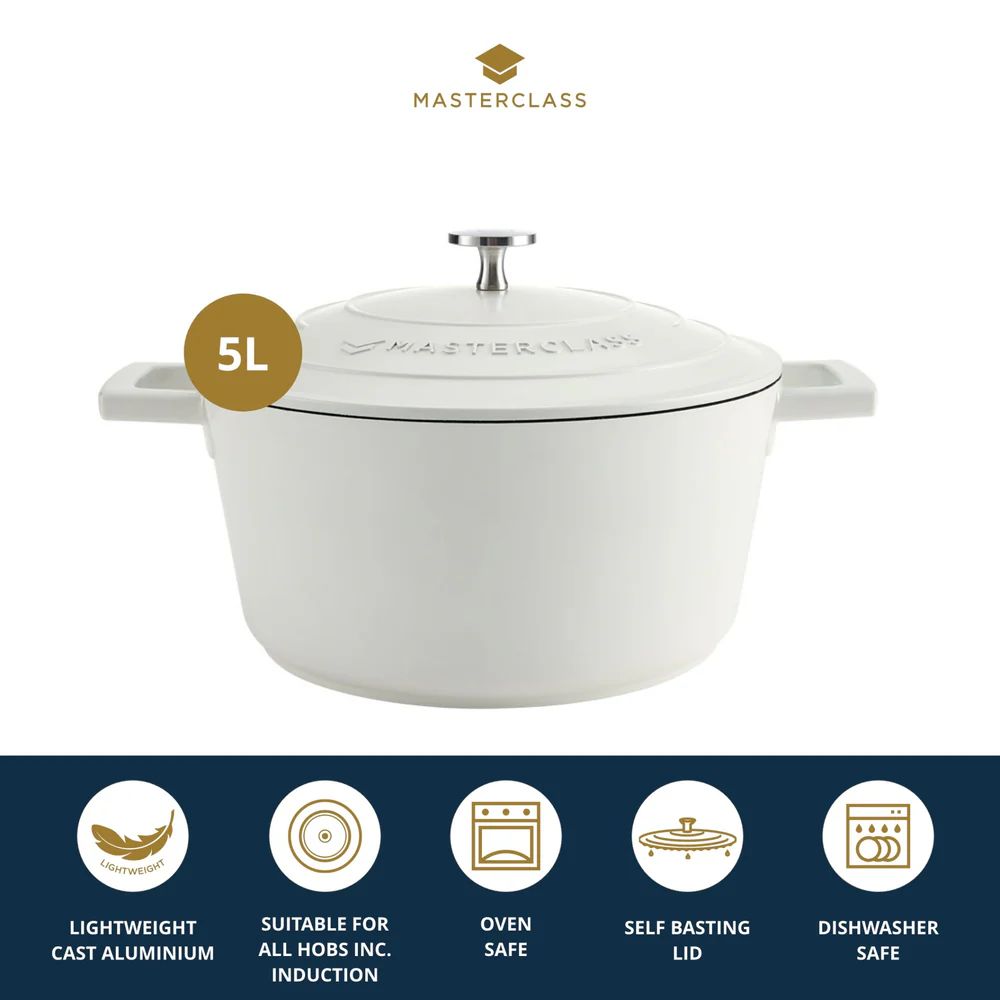 Кастрюля с крышкой KitchenCraft MasterClass Cream Cast Aluminium Casserole Dish MCMCRD28CRE