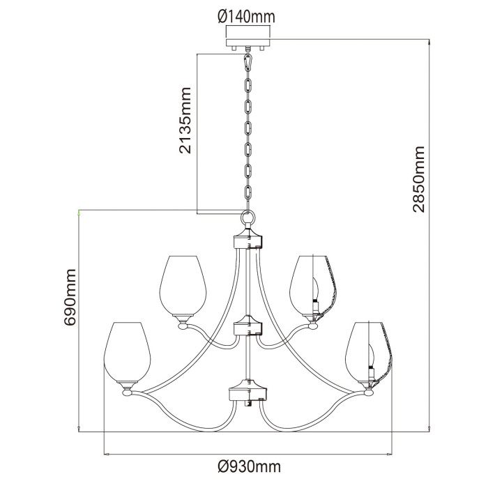 Люстра подвесная Chiaro Palermo Hanging Chandelier 386016512
