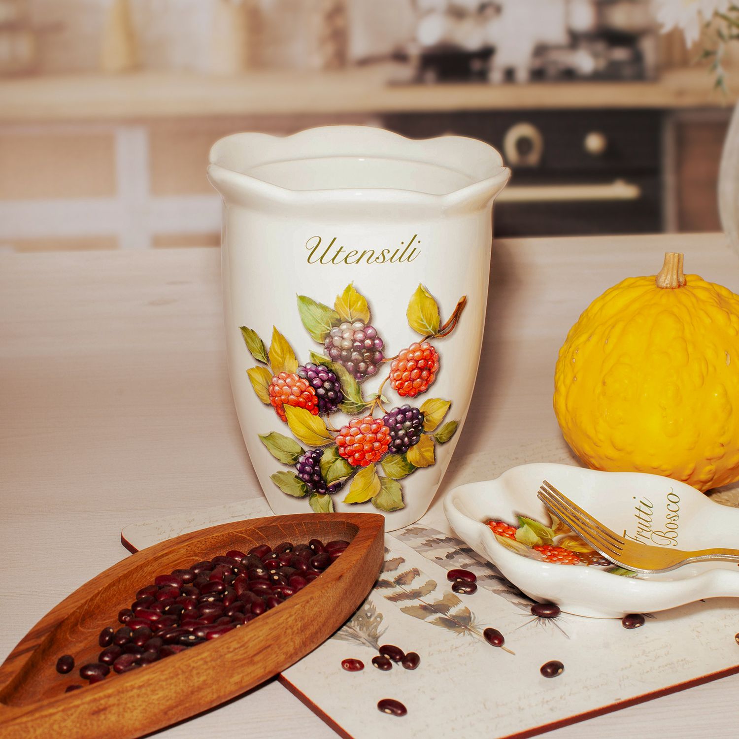 Подставка для столовых приборов Nuova Cer Frutti di Bosco Barattolo portautensili 7372-FBO