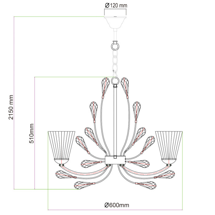 Люстра подвесная Chiaro Leticia Hanging Chandelier 343011805