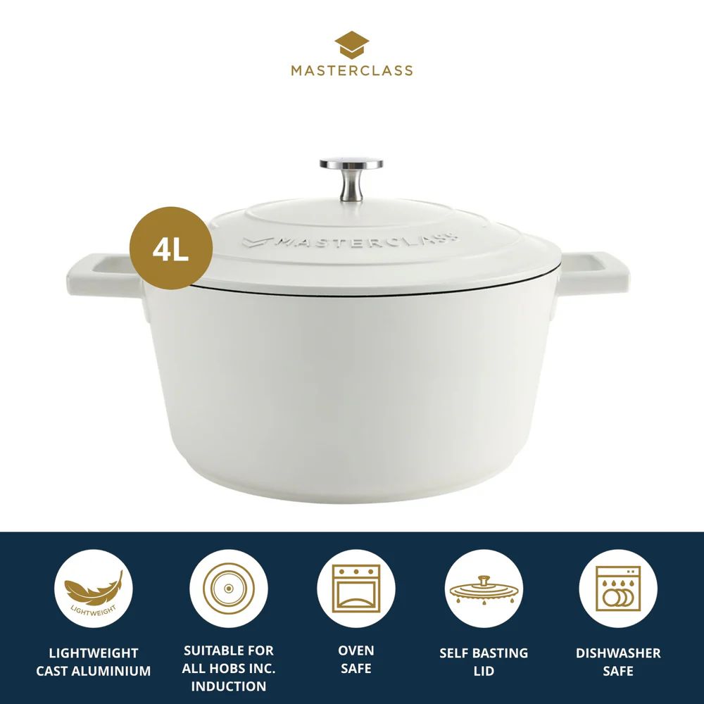 Кастрюля с крышкой KitchenCraft MasterClass Cream Cast Aluminium Casserole Dish MCMCRD24CRE