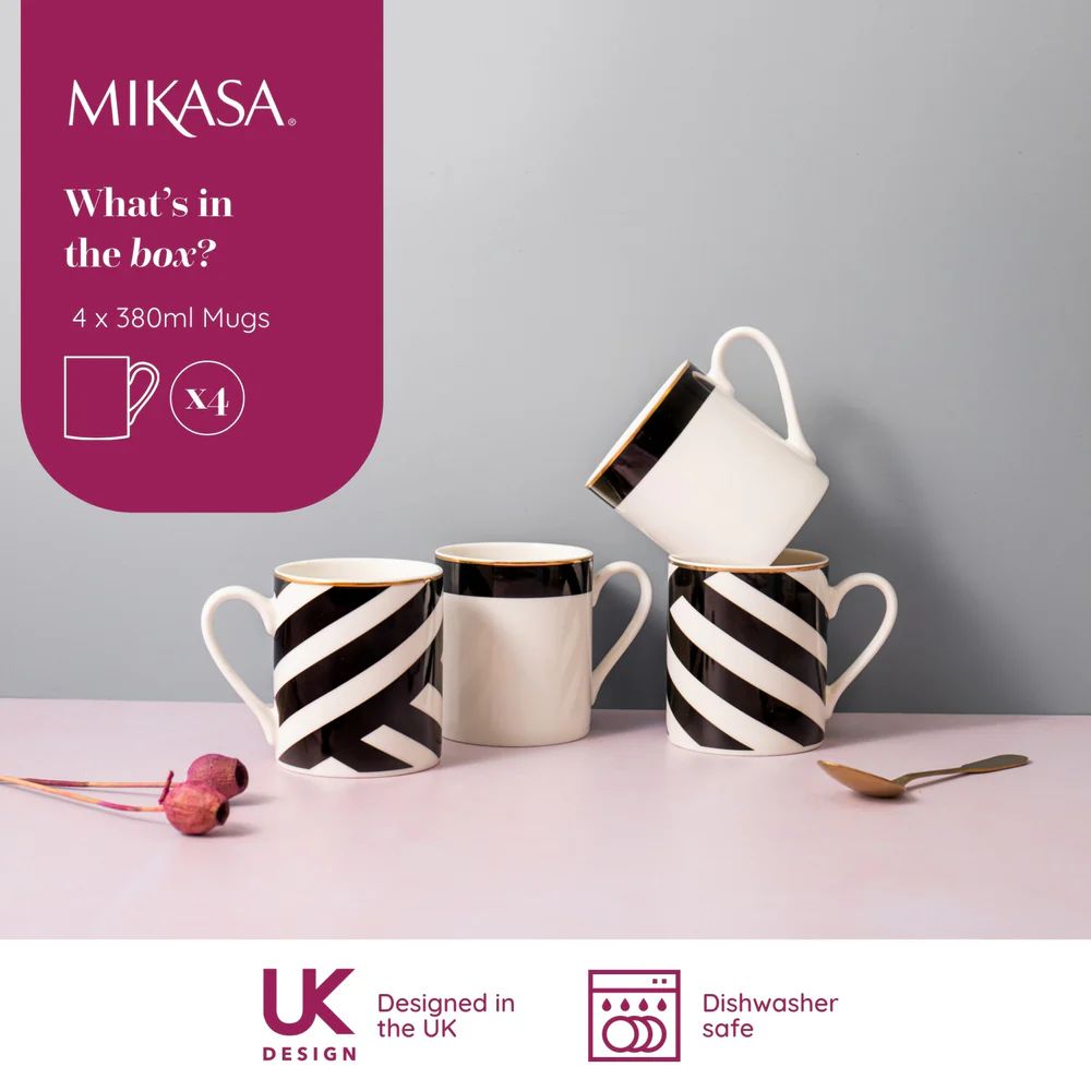 4 кружки KitchenCraft Mikasa Luxe Deco Mugs Set MKLDMUGPK4