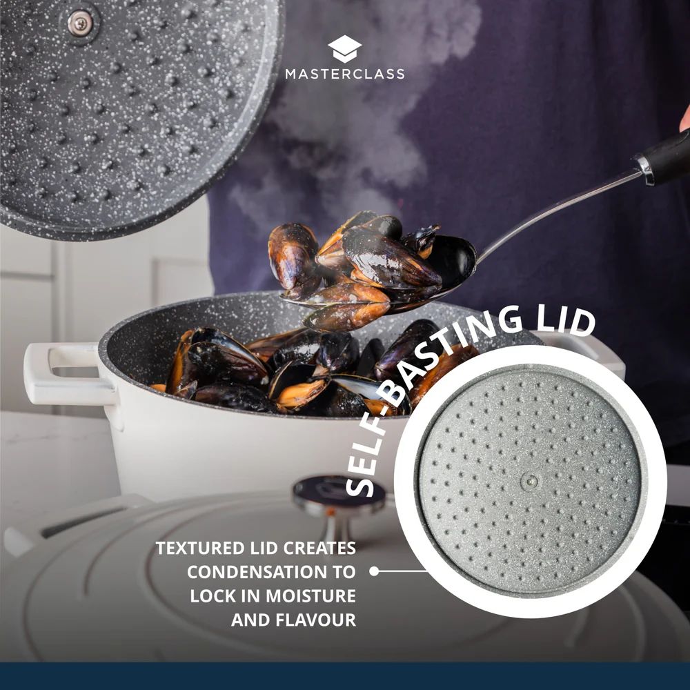 Кастрюля с крышкой KitchenCraft MasterClass Cream Cast Aluminium Casserole Dish MCMCRD24CRE