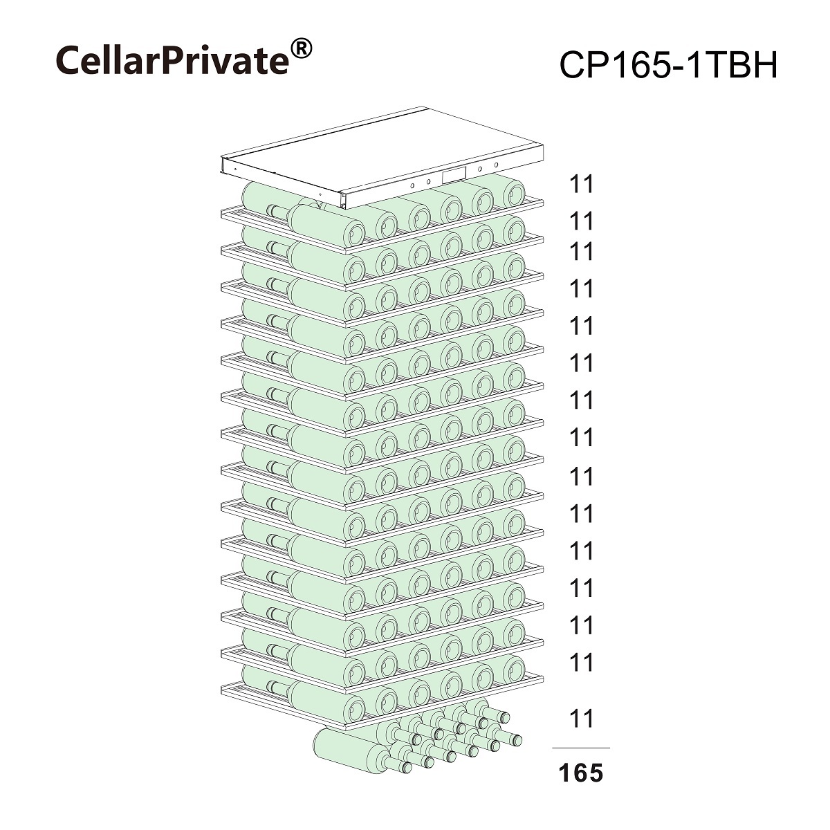 Винный шкаф Cellar Private CP165-1TBH