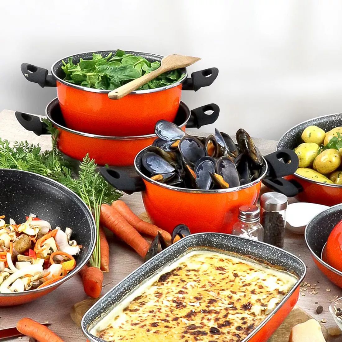 Кастрюля с крышкой Vitrinor Sfumatto Rosso Low Casserole 01108880