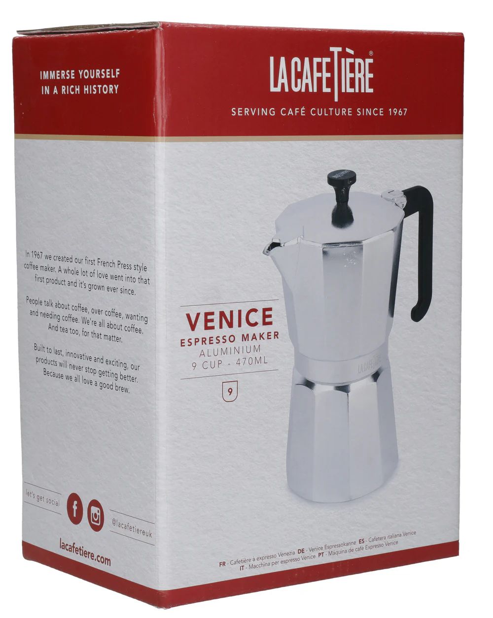 Кофеварка гейзерная KitchenCraft La Cafetière Venice Espresso Maker LCVEN9CPSIL