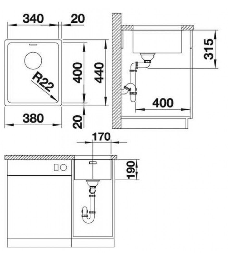 Кухонная мойка Blanco Andano 340-U InFino 522955