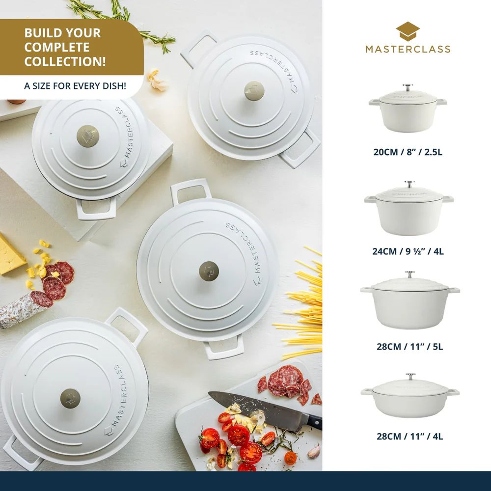 Кастрюля с крышкой KitchenCraft MasterClass Cream Cast Aluminium Casserole Dish MCMCRD28CRE