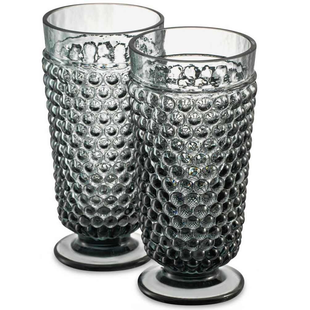 2 бокала для воды Klimchi Grey Smoke Hobnail Goblet Set 41013A/300-36/27