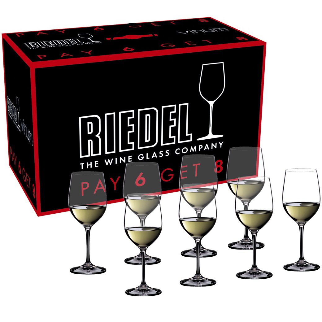 8 бокалов для белого вина RIEDEL Vinum Viognier/Chardonnay Pay 6 Get 8 Set 7416/05