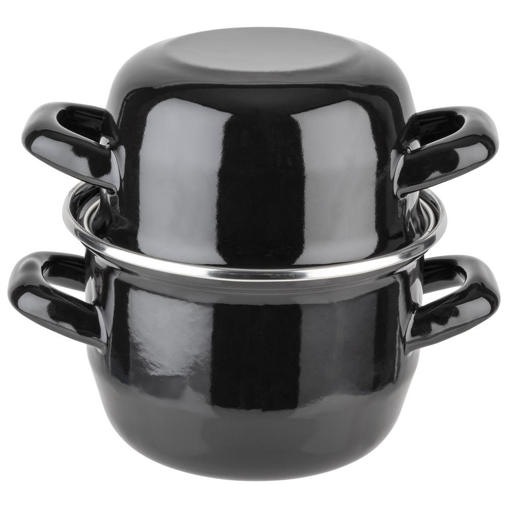 Кастрюля для мидий APS Mussel Pot Black Enamelled Sheet Steel 00623