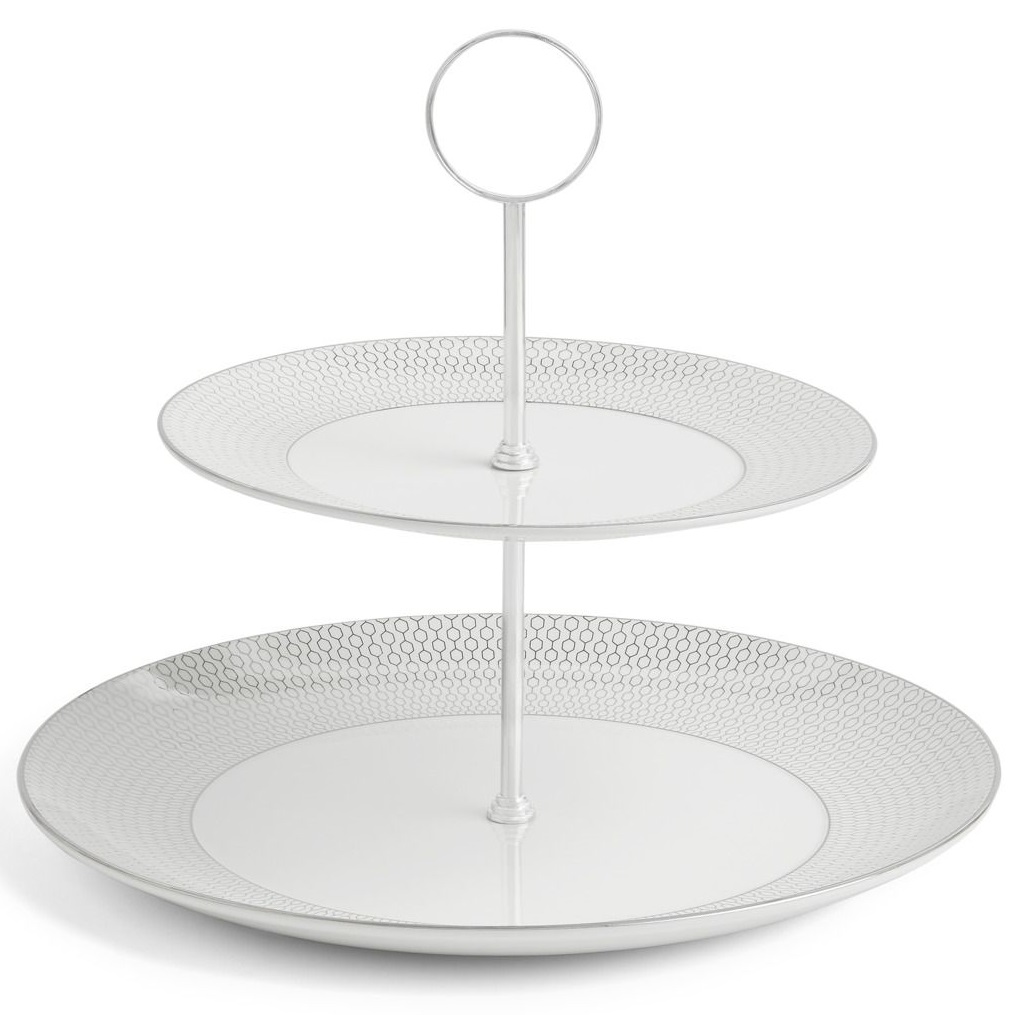Блюдо двухъярусное Wedgwood Gio Platinum 2 Tier Cake Stand 1063171