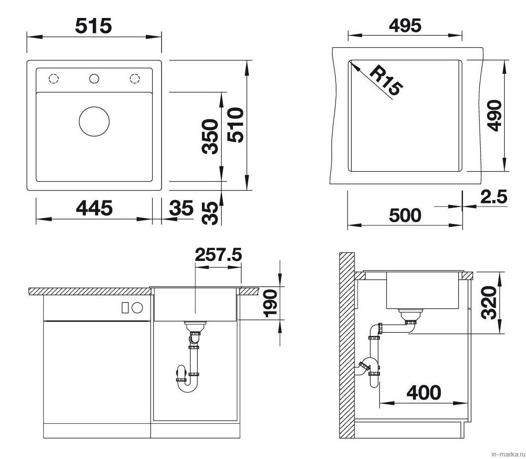 Кухонная мойка Blanco Dalago 5 Silgranit Anthracite 518521