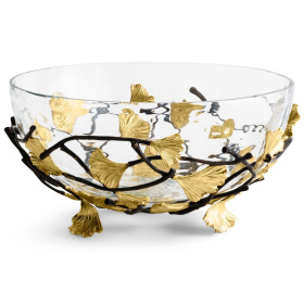 Чаша на подставке Michael Aram Golden Ginkgo Medium Glass Bowl 132106