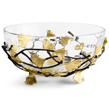 Чаша на подставке Michael Aram Golden Ginkgo Medium Glass Bowl 132106