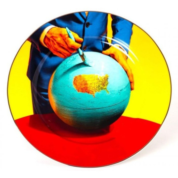 Тарелка обеденная Seletti Porcelain Plate Globe Gold Border 16916