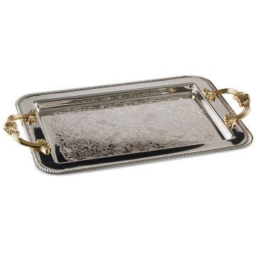 Поднос прямоугольный Queen Anne Golden Rectangular Tray/Handles (арт. 40/86)