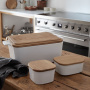 Емкость для масла Casafina Ensemble Butterdish Rectangular with Oak Lid DX161-WHI. фото 2