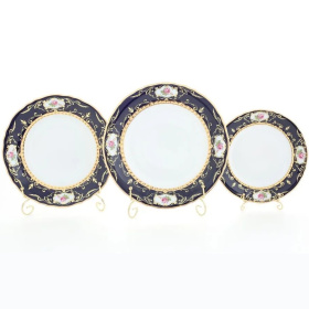 Набор из 18 тарелок Leander Sonata Kobalt + Malé Květy 07160119-0440