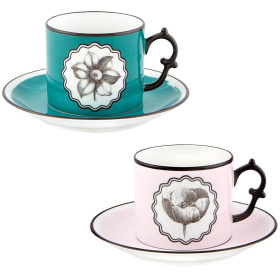 Набор чайных чашек с блюдцами Vista Alegre Herbariae Tea Cups and Saucers Pink and Peacock Set 21133531