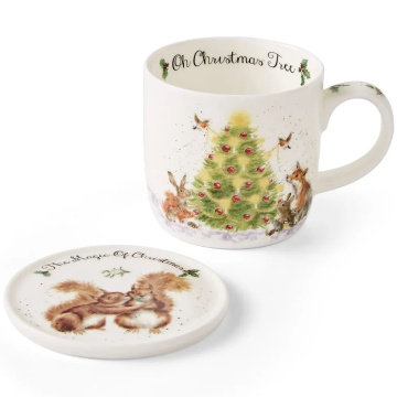 Кружка с подставкой Royal Worcester Wrendale Designs Christmas Tree Mug & Coaster (арт. WNRC3943-XG)