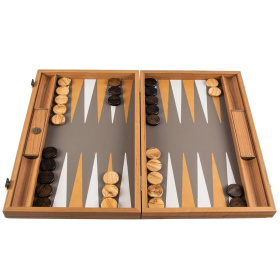 Нарды Manopoulos Premium Leatherette Grey Beige Ostrich Tote Backgammon Set BDE1OST