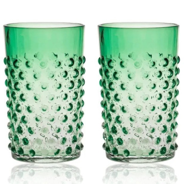 2 стакана для воды Klimchi Underlay Dark Green Hobnail Tumblers 200 мл (арт. 21013/200-322/27)