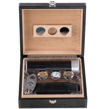 Хьюмидор для сигар Prestige Import Group Alligator Black Leather Humidor