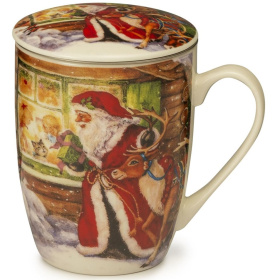 Кружка с ситечком и крышкой Lamart Noel Santa with Deer 22384