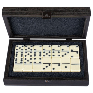 Домино Manopoulos Luxury Dominoes Set in Dark Grey Leatherette DDE10