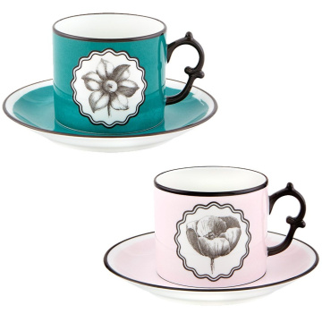 Набор чайных чашек с блюдцами Vista Alegre Herbariae Tea Cups and Saucers Pink and Peacock Set 21133531