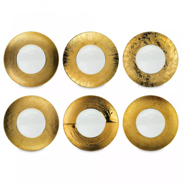 Набор из 6 тарелок Le Coq Porcelaine Deras Gold Finish Mix Decor Presentation Plate Set (арт. LDERX35OR011290)