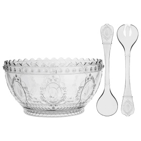 Салатник Baci Milano Baroque & Rock Anniversary Transparent Salad Bowl and Cutlery Set BRSAL.BAR08P