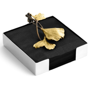 Подставка для салфеток Michael Aram Golden Ginkgo Cocktail Napkin Holder 132103