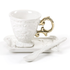 Чашка кофейная с блюдцем Seletti I-Wares Gold I-Coffee 09869