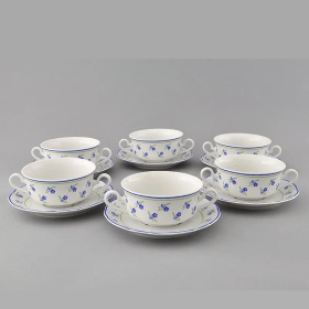 Набор из 6 чашек для супа Leander Mary-Anne Modré Květiny 03160674-0887