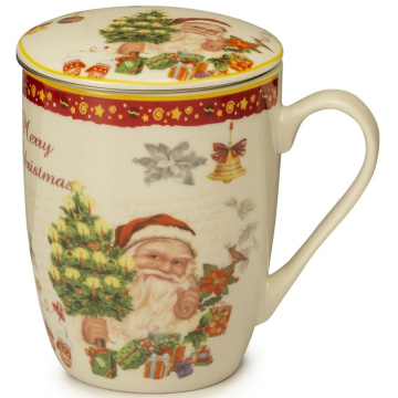 Кружка с ситечком и крышкой Lamart Noel Santa Surprise 22383